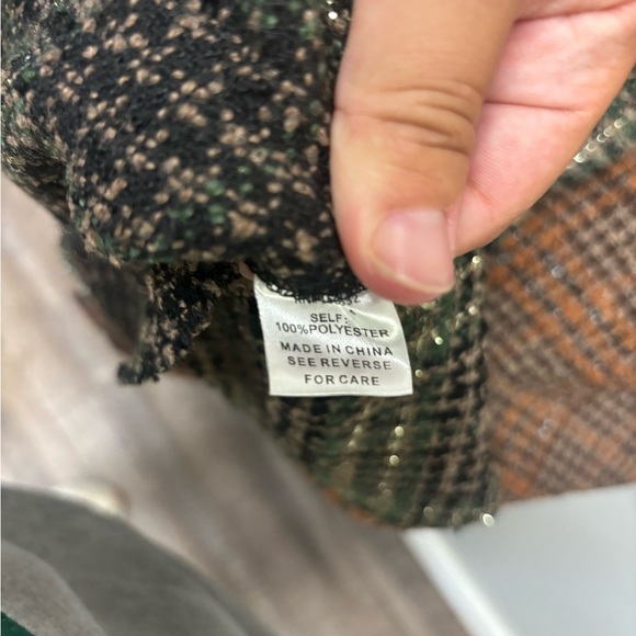 J.NNA Snap Down Tweed Plaid Contrast Longline Shacket - Picture 8 of 8